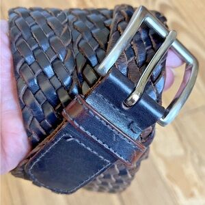 Brooks Brothers 346 Mens Ratchet Belt Brown Leather Brass Buckle Sz 34~CLASSIC